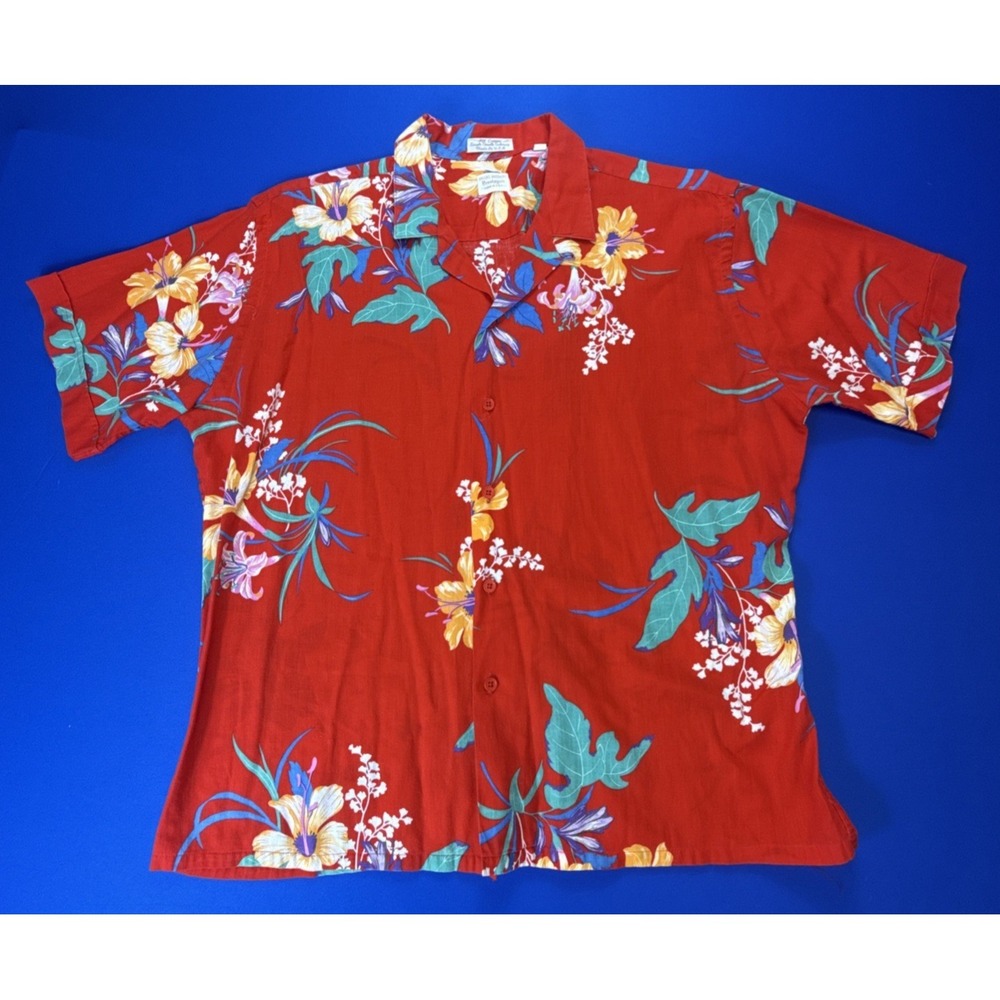Brooks Brothers Brooksgate Hawaiian Shirt Blouse‎ Womens XL Cotton Floral VTG